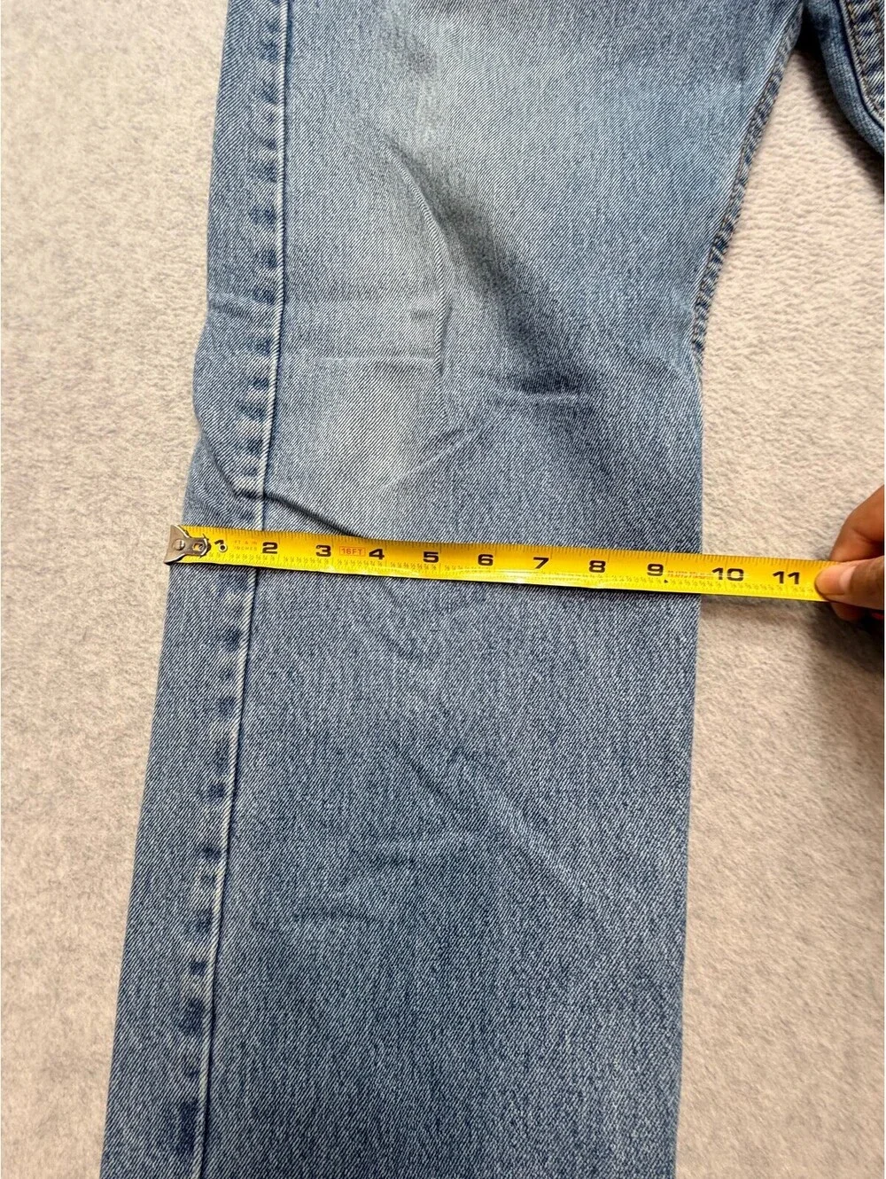 Levi's 505 Mens Jeans W38 L32 Light Wash Regular Fit Straight Leg Distressed Hem